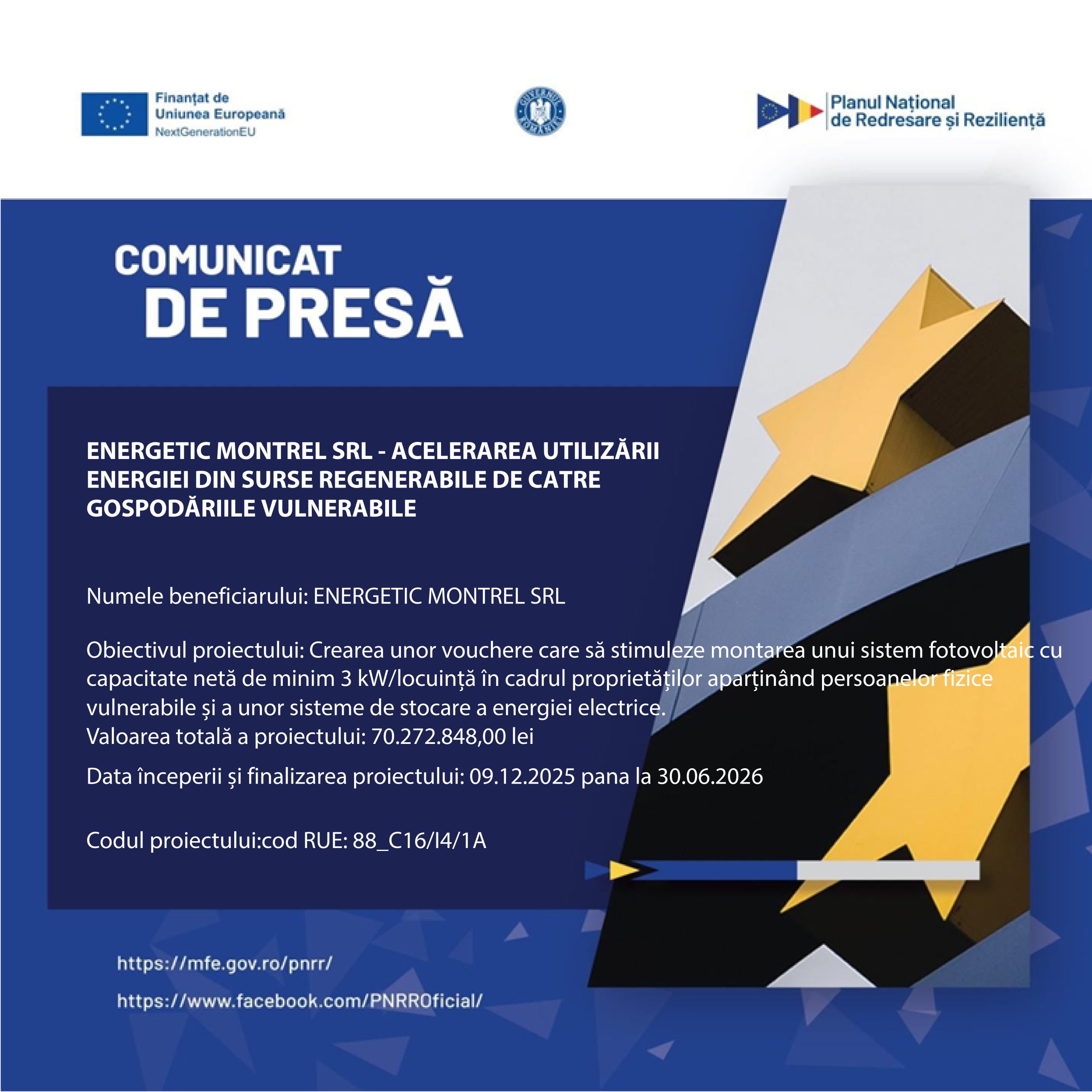 Panouri fotovoltaice – proiect energie regenerabila